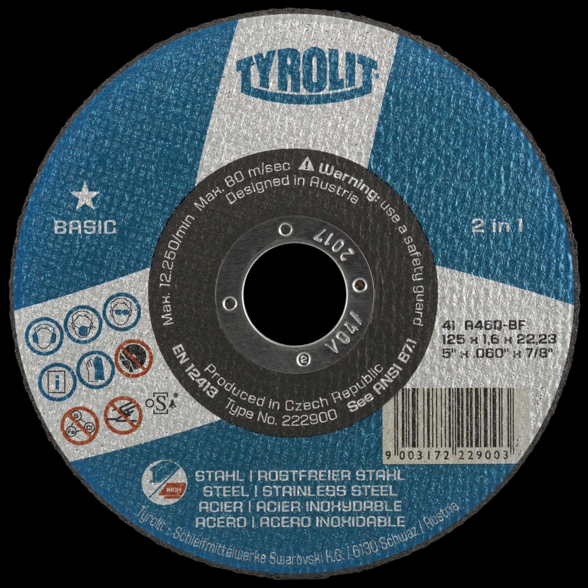 Disco corte de acero Tyrolit 115x2.5x22.2 basic 223021